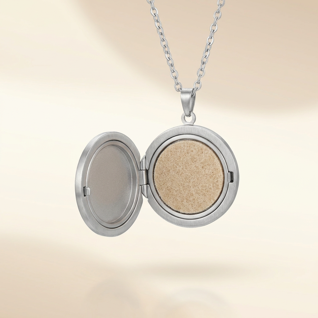 SILLÉ locket open showing refill felt insert